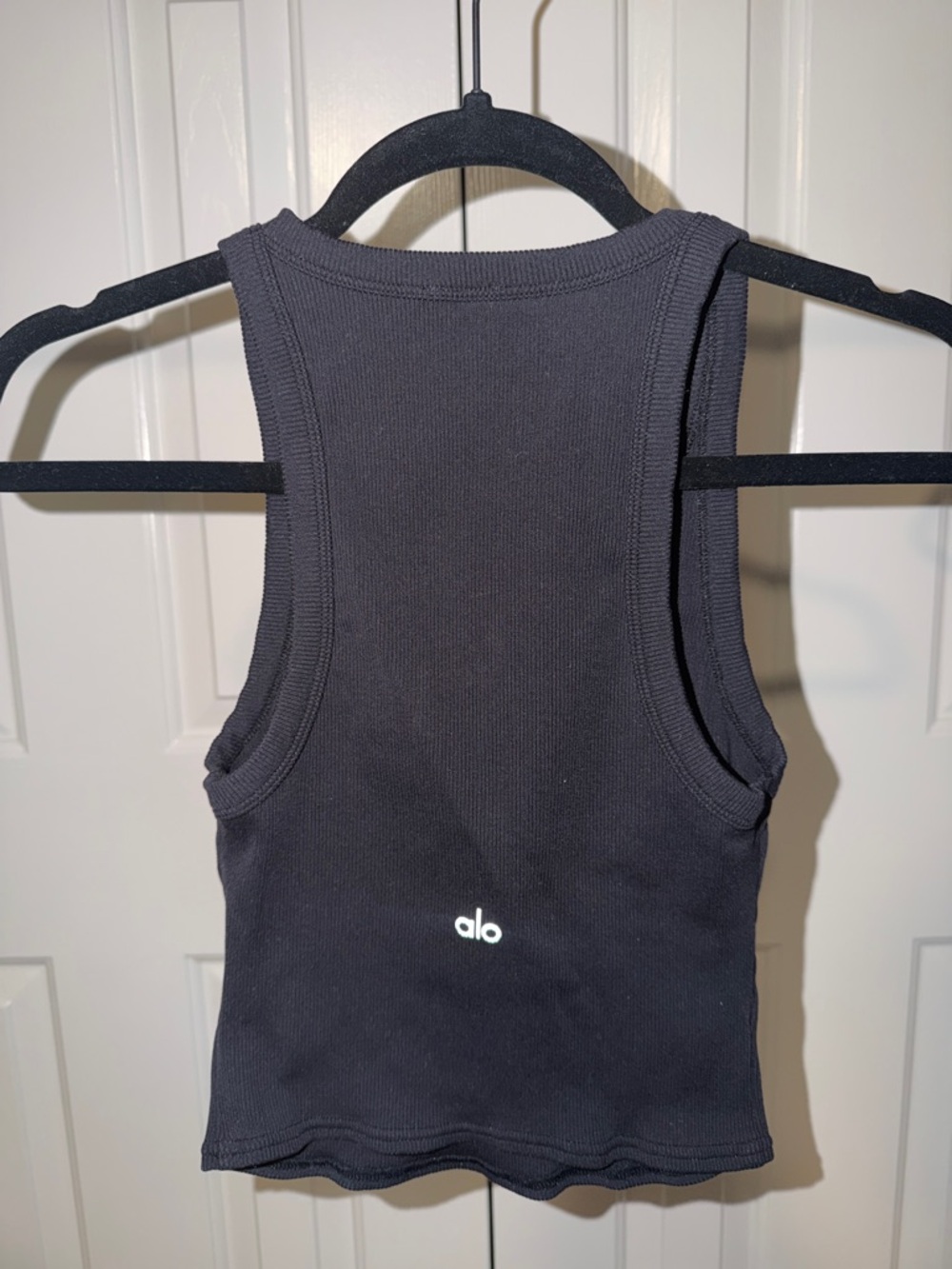 ALO Yoga Black Ribbed Cropped Racerback Tank